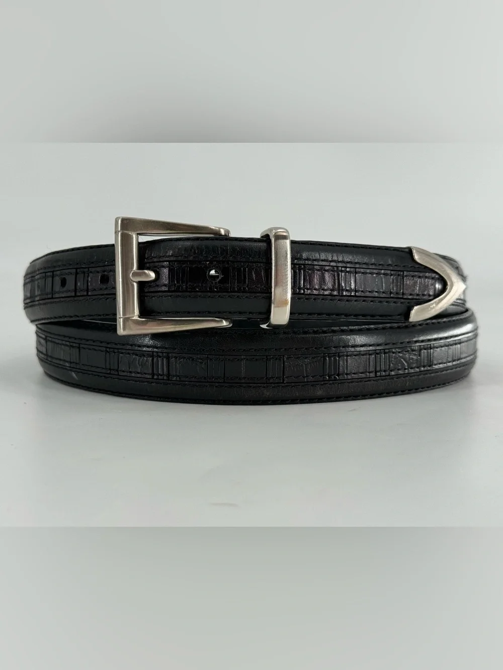 Vintage Black Leather Belt Mens Contemporary Belt 44